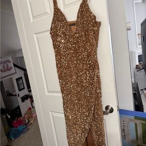 Elegant Sequin Gold Dress